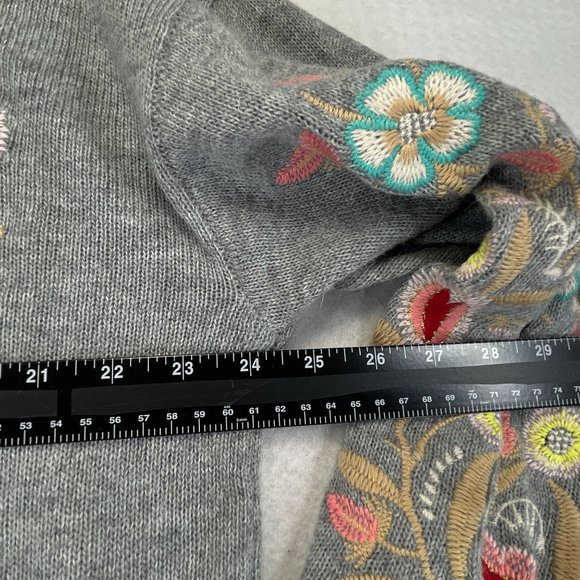 ANTHROPOLOGIE DEAR JOHN Womens Gray Floral Angora Rabbit Hair Sweater Boho - Picture 8 of 10